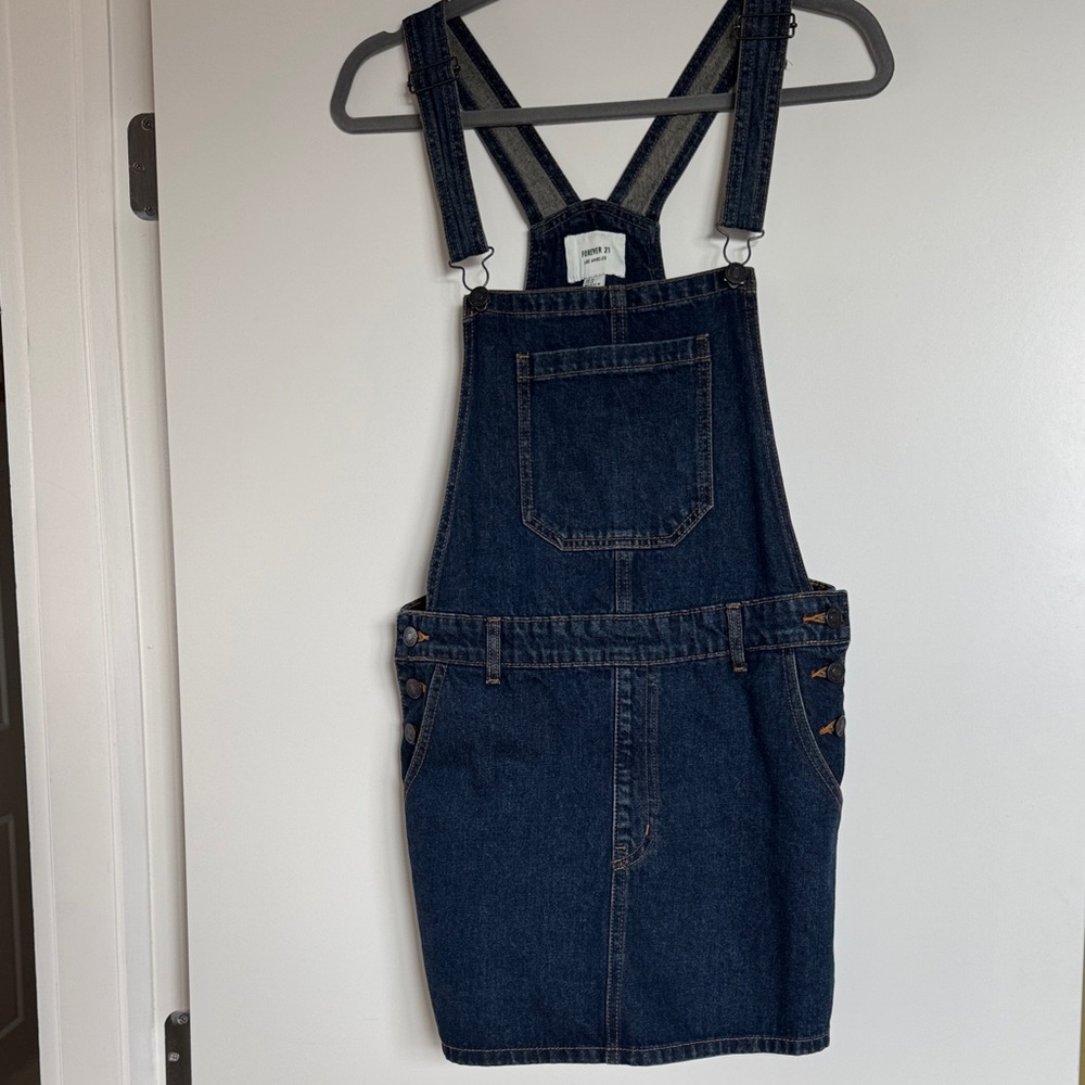 Forever 21 Dark Blue Denim Overall Dress